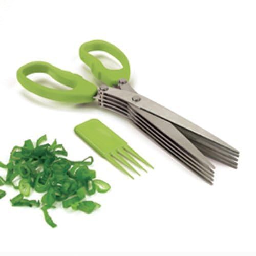 Multi-Function 5 Blade Vegetable Stainless Steel Herb Shredding Scissors | Cleaning Combo | Colour May Vary