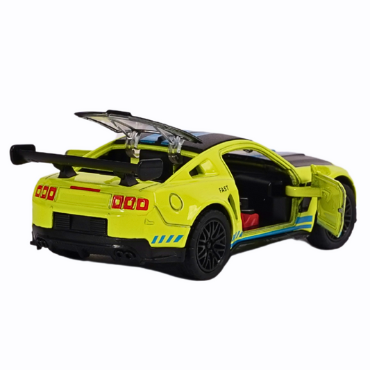 little wheelie 1:32 Mustang GT Toy Car Metal Pull Back Diecast Car with Openable Door and Sound Light, Gifts Toys for Kids and collectors, toy car