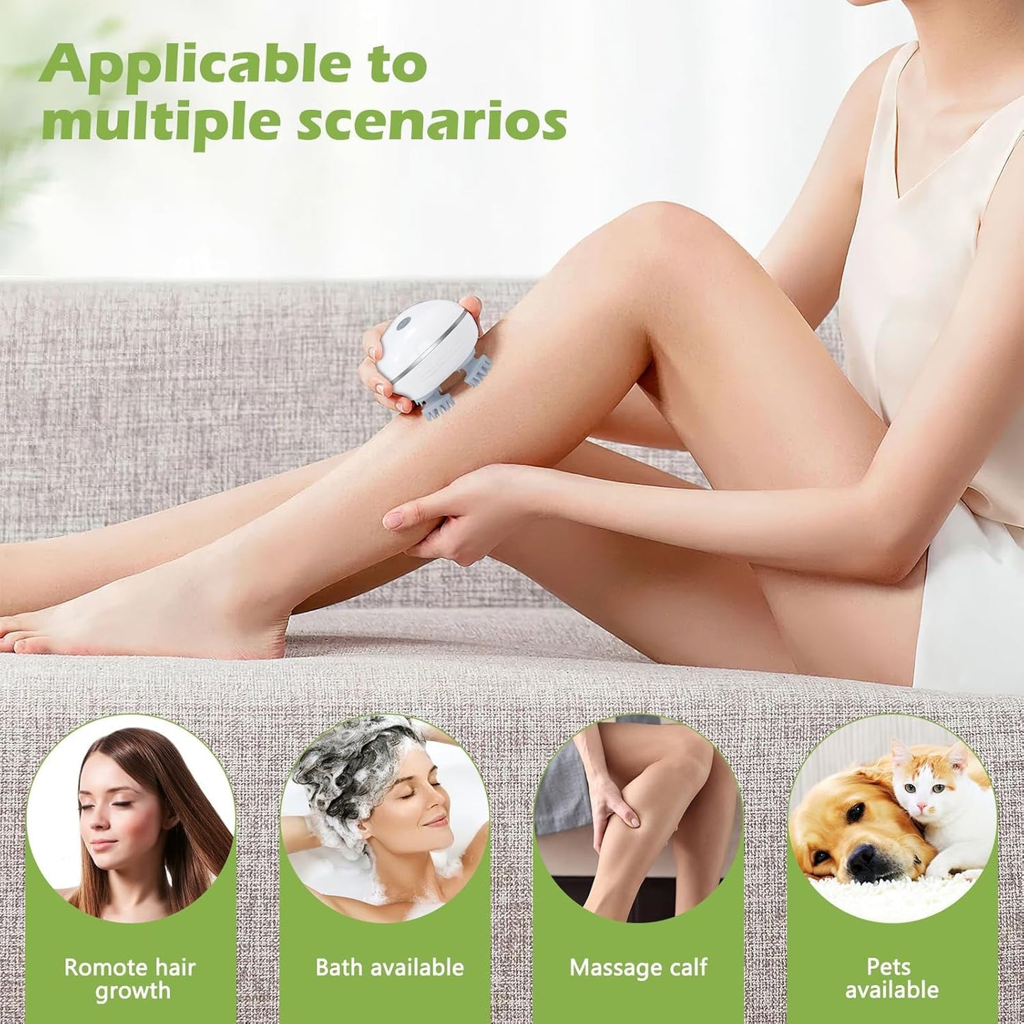 Portable Electric Scalp Massager – Handheld Head Massager with 4 Kneading Massage Nodes, Rechargeable Waterproof Hair & Stress Relief Massager for Head, Neck, Shoulder & Body Relaxation