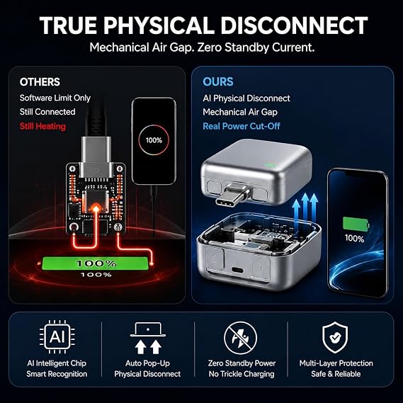 This charger literally disconnects itself when your phone is fully charged!