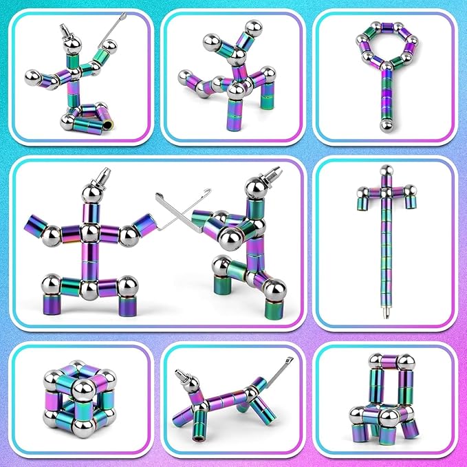 Magnetic Pen – Rainbow Color Fidget Pen with Magnetic Balls, Multifunction Stress Relief Ballpoint Pen & Decompression Toy Gift for Kids (8–15), Boys, Girls, Men & Women