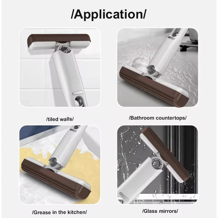 Mini Mop Cleaner | Mini Squeeze Mop Folding Car Window Wall Cleaner Mini Sponge Mop Desk