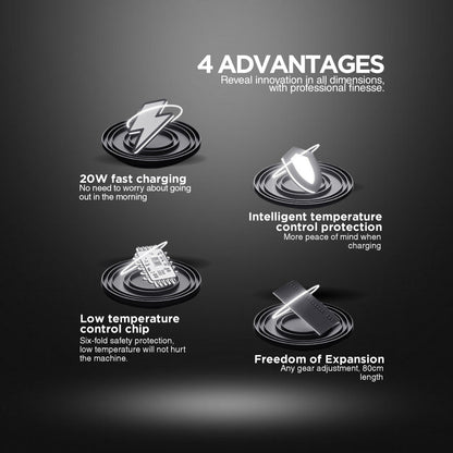 VELQORIN 120W 4 in 1 Retractable Car Charger, Super Fast Car Phone Charger, Retractable Cables & 2 USB Ports Car Adapter for Android Phones & iPhone