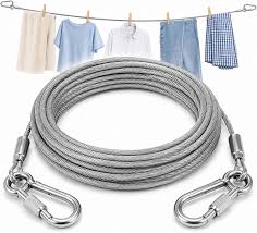 Heavy Duty Clothes Drying Rope 10 Meter with Hooks | Strong Steel Clothesline for Balcony, Bathroom, Travel & Camping | Rust-Resistant Durable Cloth Line for Indoor & Outdoor Use (Silver)