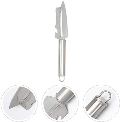Stainless Steel 5 in 1 Kitchen Peeler Tool – Vegetable & Fruit Peeler, Fish Scaler, Bottle Opener, Potato Eye Remover, Rustproof Heavy Duty Multi Purpose Cutter for Home Kitchen