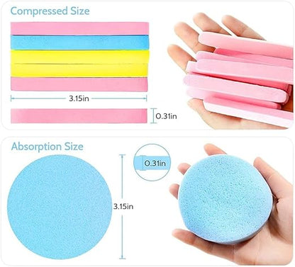 12 Pack Compressed Facial Sponges, Makeup Remover Beauty Sponge Pad for Travel & Makeup Removing, Reusable Mini Face Cleansing Stick Sponge Cosmetic Wipes for Cleansing & Face Washing