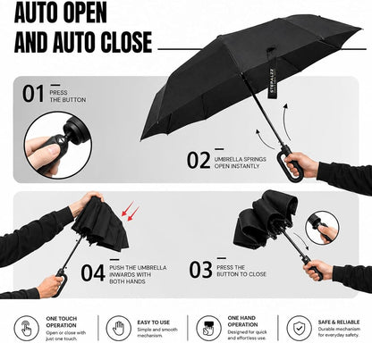Umbrella for Women, Umbrella for Men Automatic 3 Fold Windproof with Travel Cover with Auto Open and Close