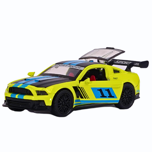 little wheelie 1:32 Mustang GT Toy Car Metal Pull Back Diecast Car with Openable Door and Sound Light, Gifts Toys for Kids and collectors, toy car
