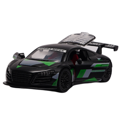 little wheelie Audi R8 Diecast Metal Pullback Toy car with Openable Doors for Kids | 1:32 Scale Model | Pull Back | Gift for Boys Girls [ Color as per Stock ]