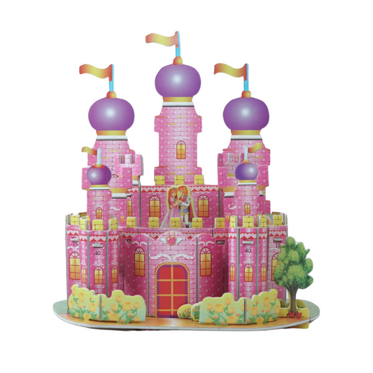 CASTLE CRAFTY Pink Castle 3D Jigsaw Puzzle for Mind Development of Child, Kids, Girls Boys Birthday Gift, Return Gift for Kids