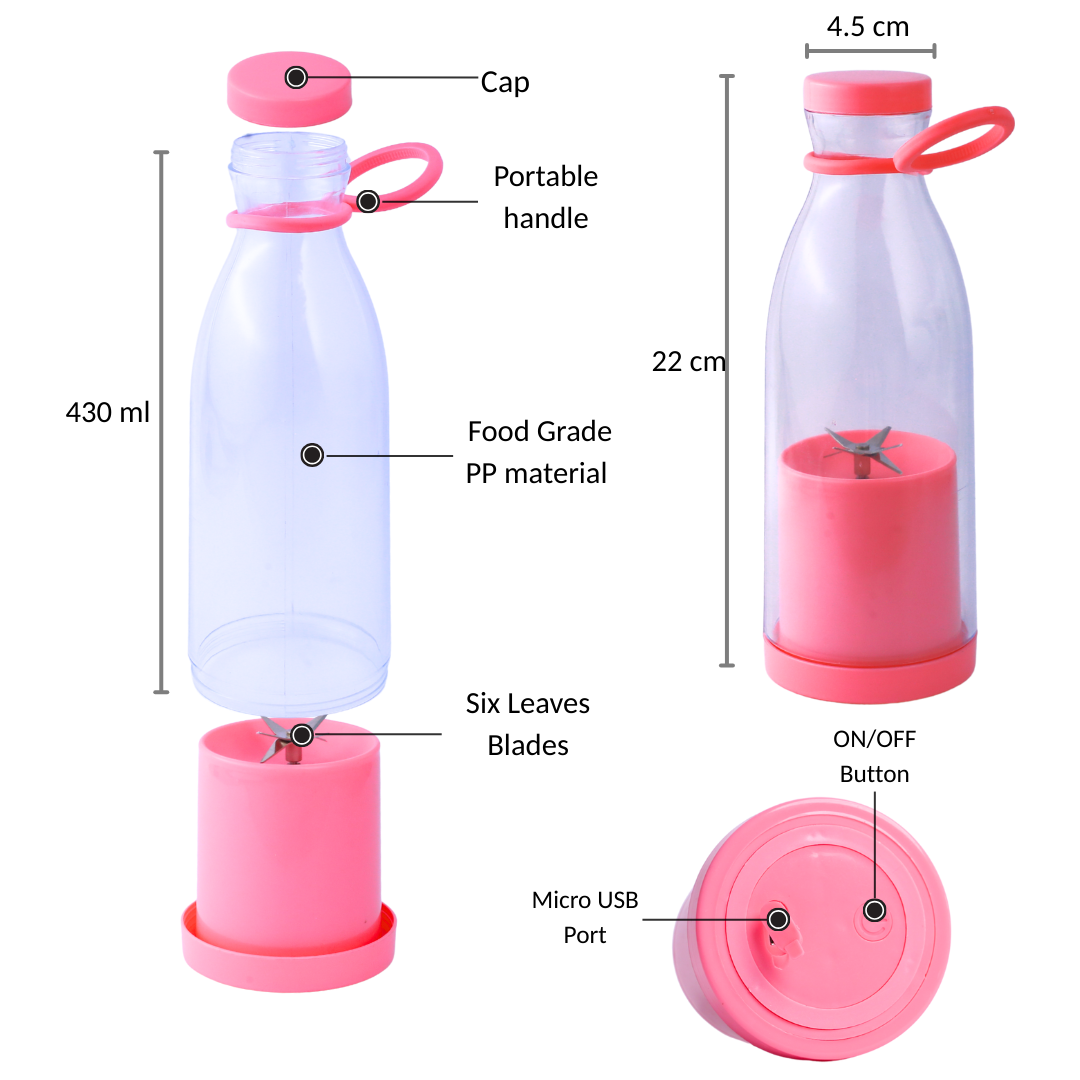Blendify Mini Portable Juicer Blender – 420ml USB Rechargeable, Wireless & Travel-Friendly. Perfect for smoothies, shakes, and fresh juices on the go with 1200mAh battery.