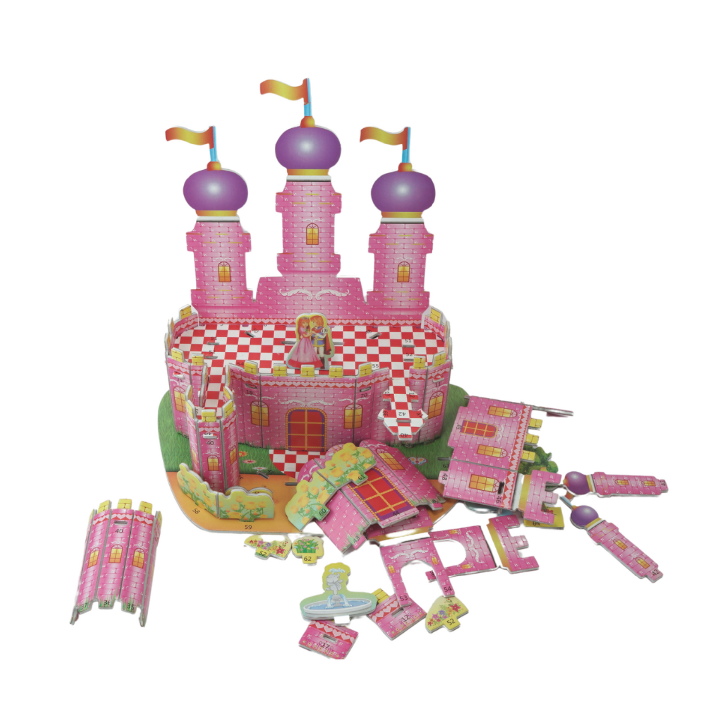CASTLE CRAFTY Pink Castle 3D Jigsaw Puzzle for Mind Development of Child, Kids, Girls Boys Birthday Gift, Return Gift for Kids
