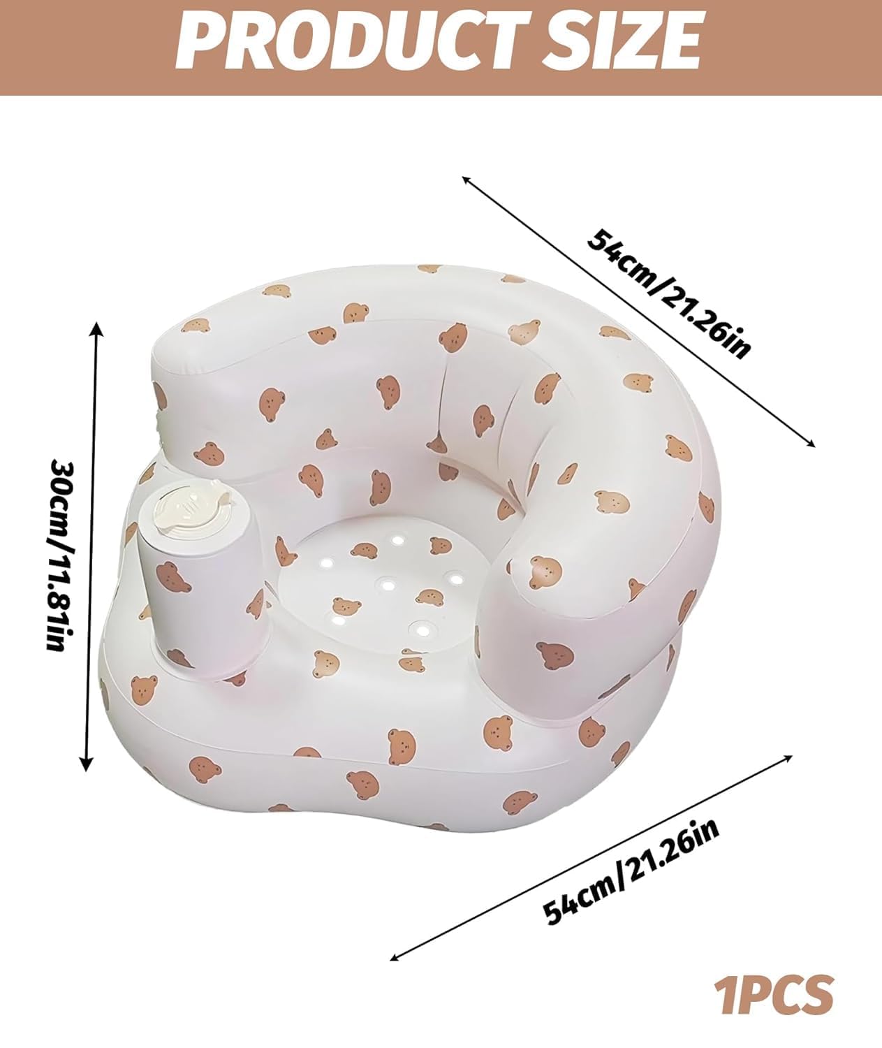 Inflatable Baby Support Seat with Built-in Air Pump - Soft Plush Infant Floor Chair with Backrest & Safety Support, Portable Sitting Trainer for Babies 3-36 Months | Feeding, Playtime & Travel Seat
