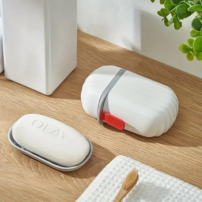Travel Soap Holder - Portable Soap Dish for Home, Outdoor Hiking, and Camping - Compact and Durable Plastic Travel Soap Box - Soap Case Ideal for Travel Accessories (White)