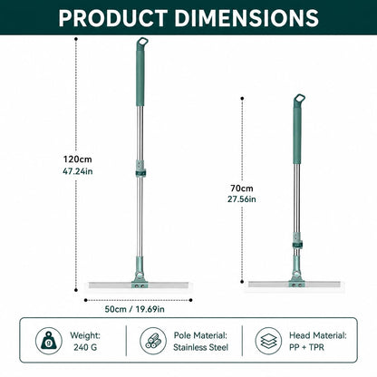 Misamo Enterprise 50-Inch Rotating Floor Squeegee, Heavy Duty Bathroom Wiper with 180-Degree Swivel Head, Sage Green