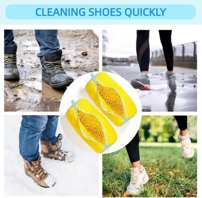 Shoe Washing Machine Bag | Reusable Laundry Shoe Bag for Washer & Dryer | Durable Zipper Mesh Bag for Sneakers & Delicates | 360° Deep Cleaning Organizer (Yellow)
