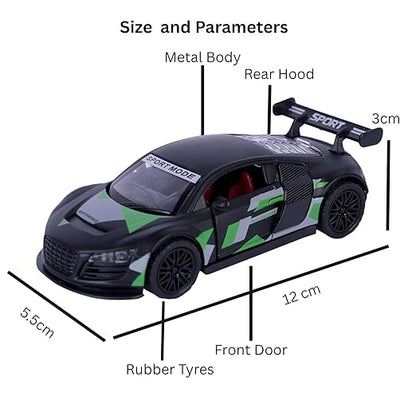 little wheelie Audi R8 Diecast Metal Pullback Toy car with Openable Doors for Kids | 1:32 Scale Model | Pull Back | Gift for Boys Girls [ Color as per Stock ]