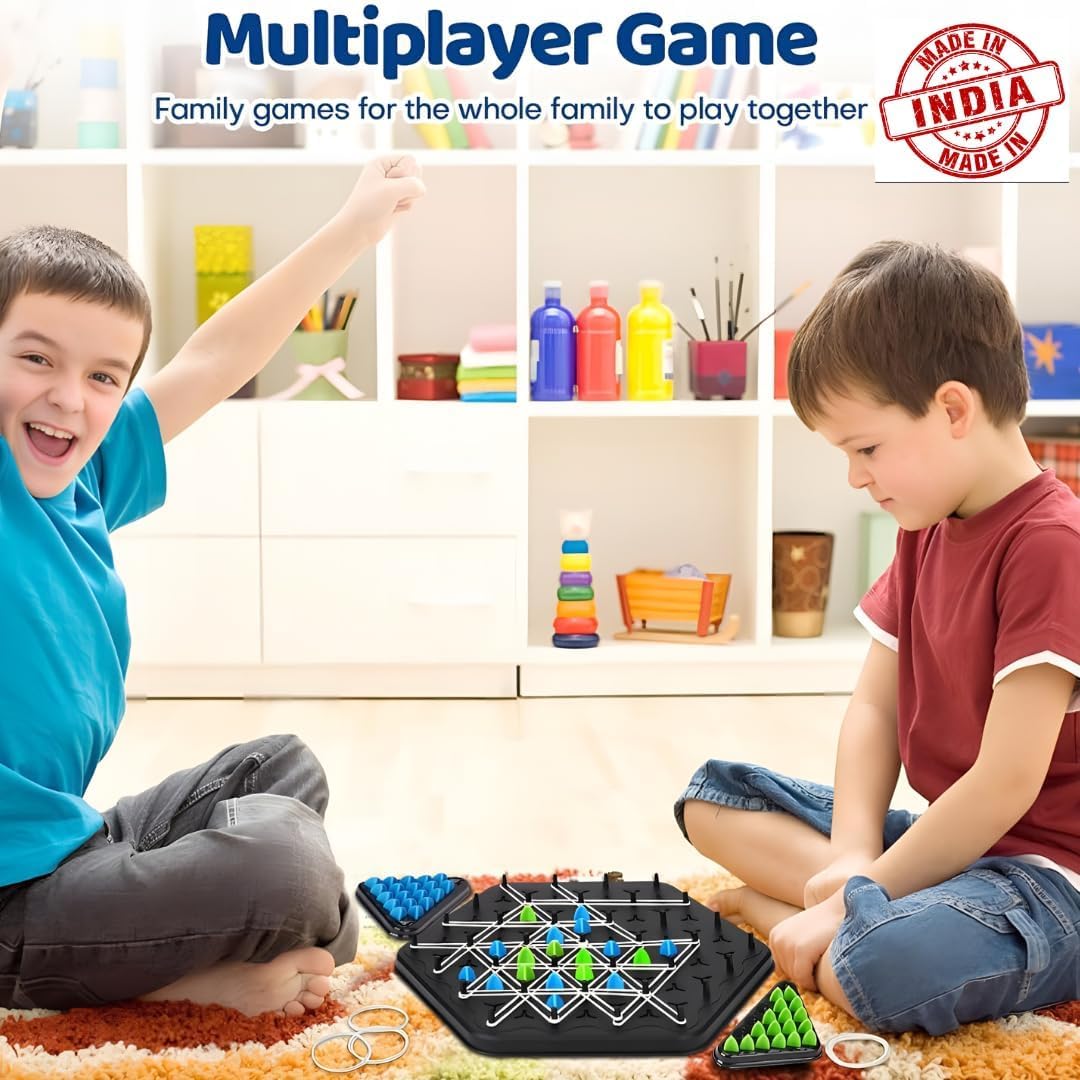 Large Triangle Chess Rubber Band Puzzle Game Strategy Building Board Games Desktop Brain Teaser Interactive Family Fun Night Party for Kids Adults 2–4 Players – Premium Quality & Bigger Size