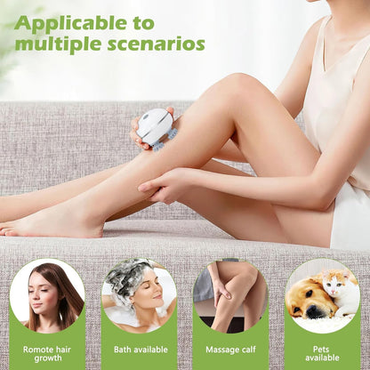 Portable Electric Scalp Massager – Handheld Head Massager with 4 Kneading Massage Nodes, Rechargeable Waterproof Hair & Stress Relief Massager for Head, Neck, Shoulder & Body Relaxation