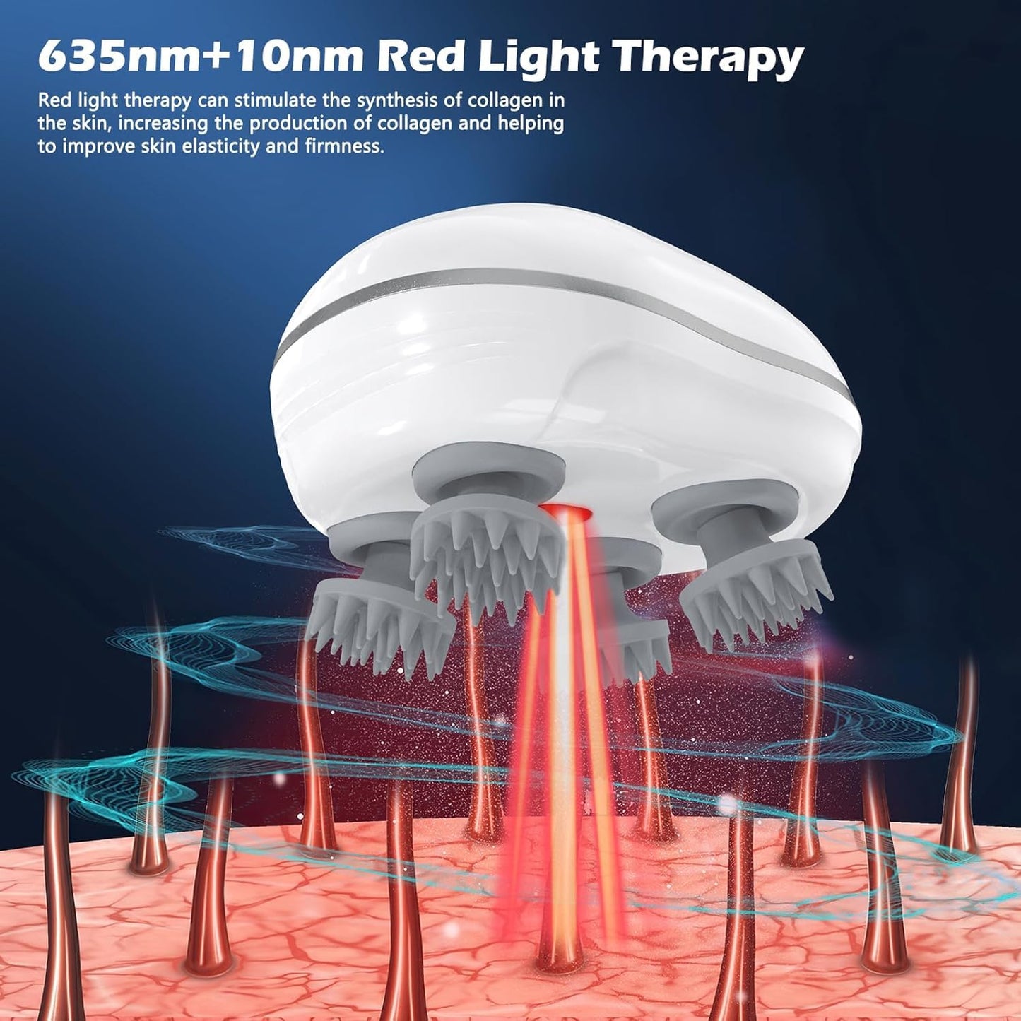 Portable Electric Scalp Massager – Handheld Head Massager with 4 Kneading Massage Nodes, Rechargeable Waterproof Hair & Stress Relief Massager for Head, Neck, Shoulder & Body Relaxation