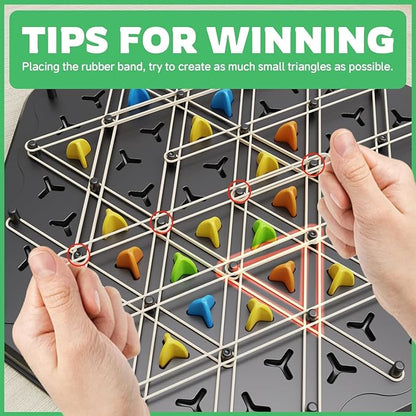 Large Triangle Chess Rubber Band Puzzle Game Strategy Building Board Games Desktop Brain Teaser Interactive Family Fun Night Party for Kids Adults 2–4 Players – Premium Quality & Bigger Size