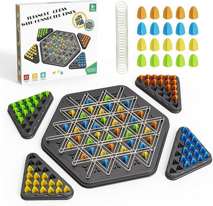 Large Triangle Chess Rubber Band Puzzle Game Strategy Building Board Games Desktop Brain Teaser Interactive Family Fun Night Party for Kids Adults 2–4 Players – Premium Quality & Bigger Size