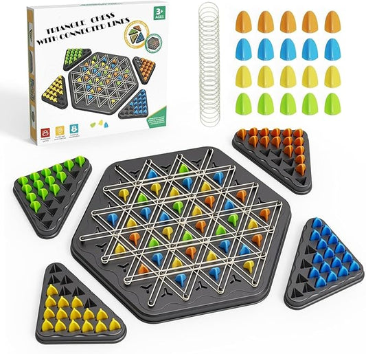 Large Triangle Chess Rubber Band Puzzle Game Strategy Building Board Games Desktop Brain Teaser Interactive Family Fun Night Party for Kids Adults 2–4 Players – Premium Quality & Bigger Size