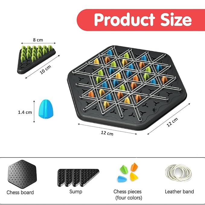 Large Triangle Chess Rubber Band Puzzle Game Strategy Building Board Games Desktop Brain Teaser Interactive Family Fun Night Party for Kids Adults 2–4 Players – Premium Quality & Bigger Size