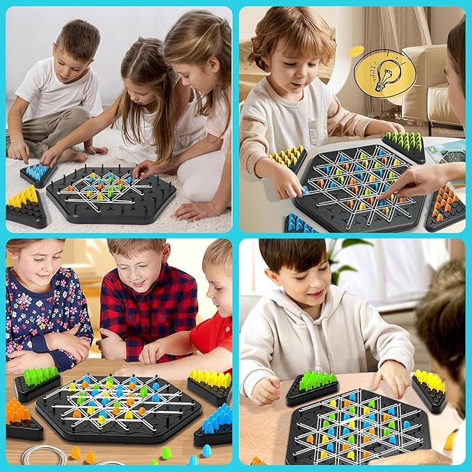 Large Triangle Chess Rubber Band Puzzle Game Strategy Building Board Games Desktop Brain Teaser Interactive Family Fun Night Party for Kids Adults 2–4 Players – Premium Quality & Bigger Size