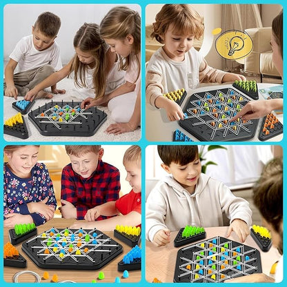 Large Triangle Chess Rubber Band Puzzle Game Strategy Building Board Games Desktop Brain Teaser Interactive Family Fun Night Party for Kids Adults 2–4 Players – Premium Quality & Bigger Size