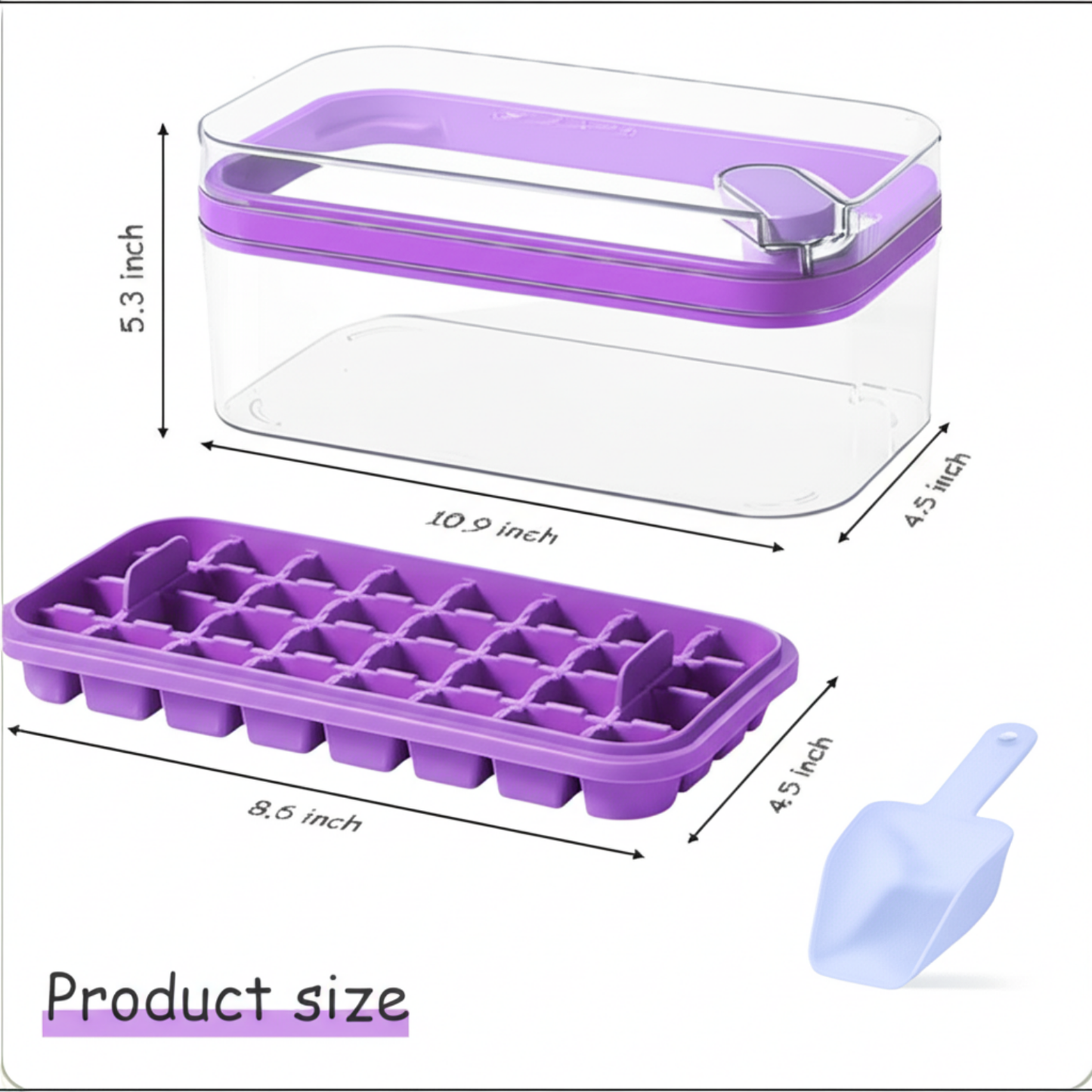 Cube Berg Ice Cube Maker Tray with Lid & Bin Easy Release, BPA-Free Storage for Juice, Cocktails & Smoothies (Multicolour)