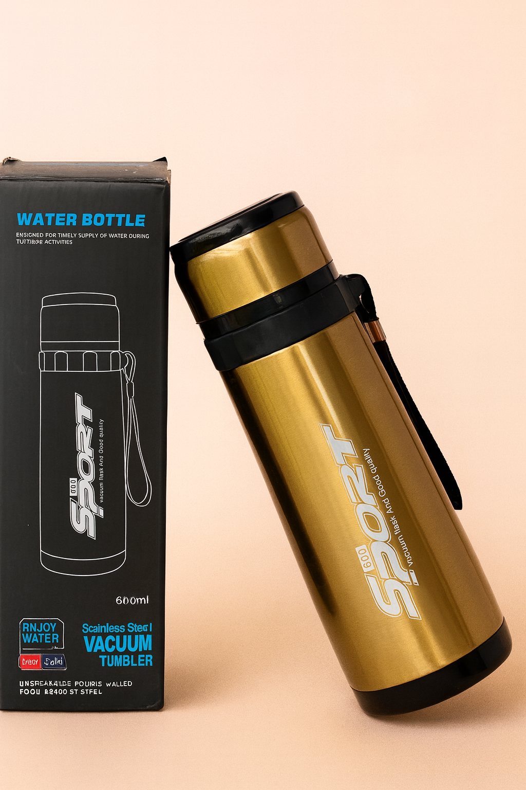 Stainless steel premuim quality vacuum flask tumbler water bottle,600 ml ,Heat and Cold lasting user friendly water bottle
