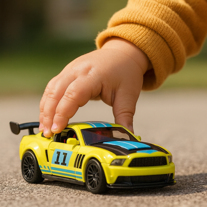 little wheelie 1:32 Mustang GT Toy Car Metal Pull Back Diecast Car with Openable Door and Sound Light, Gifts Toys for Kids and collectors, toy car