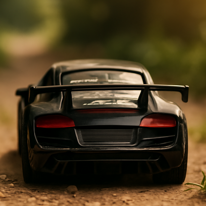 little wheelie Audi R8 Diecast Metal Pullback Toy car with Openable Doors for Kids | 1:32 Scale Model | Pull Back | Gift for Boys Girls [ Color as per Stock ]