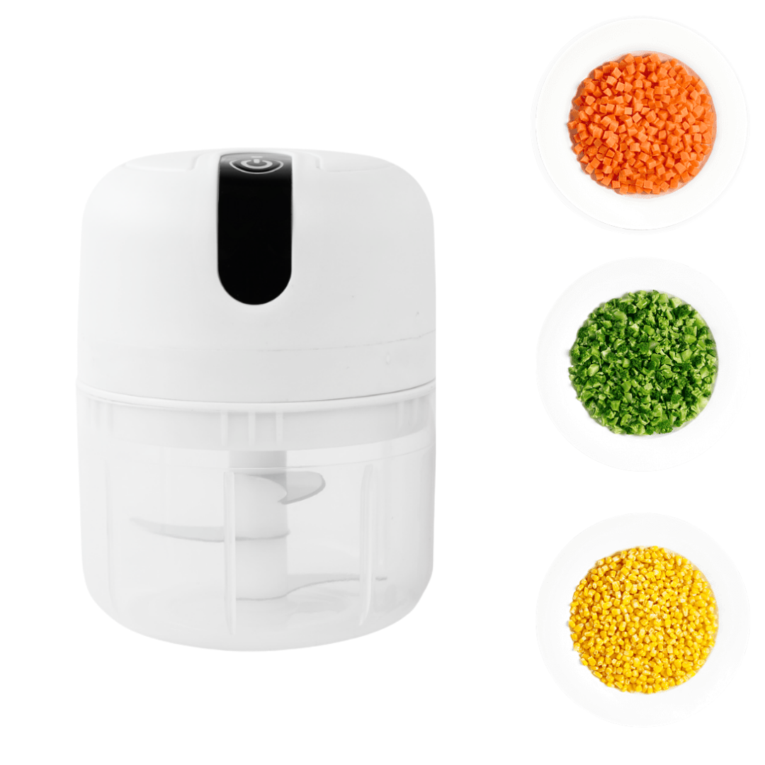 Mini Rechargeable chopper 250ML Electric Garlic Chopper | Portable Vegetable Chopper & Onion Chopper | One-Touch Operation | 304 Stainless Steel Blades (white)