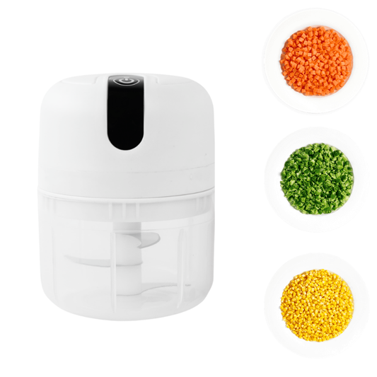 Mini Rechargeable chopper 250ML Electric Garlic Chopper | Portable Vegetable Chopper & Onion Chopper | One-Touch Operation | 304 Stainless Steel Blades (white)