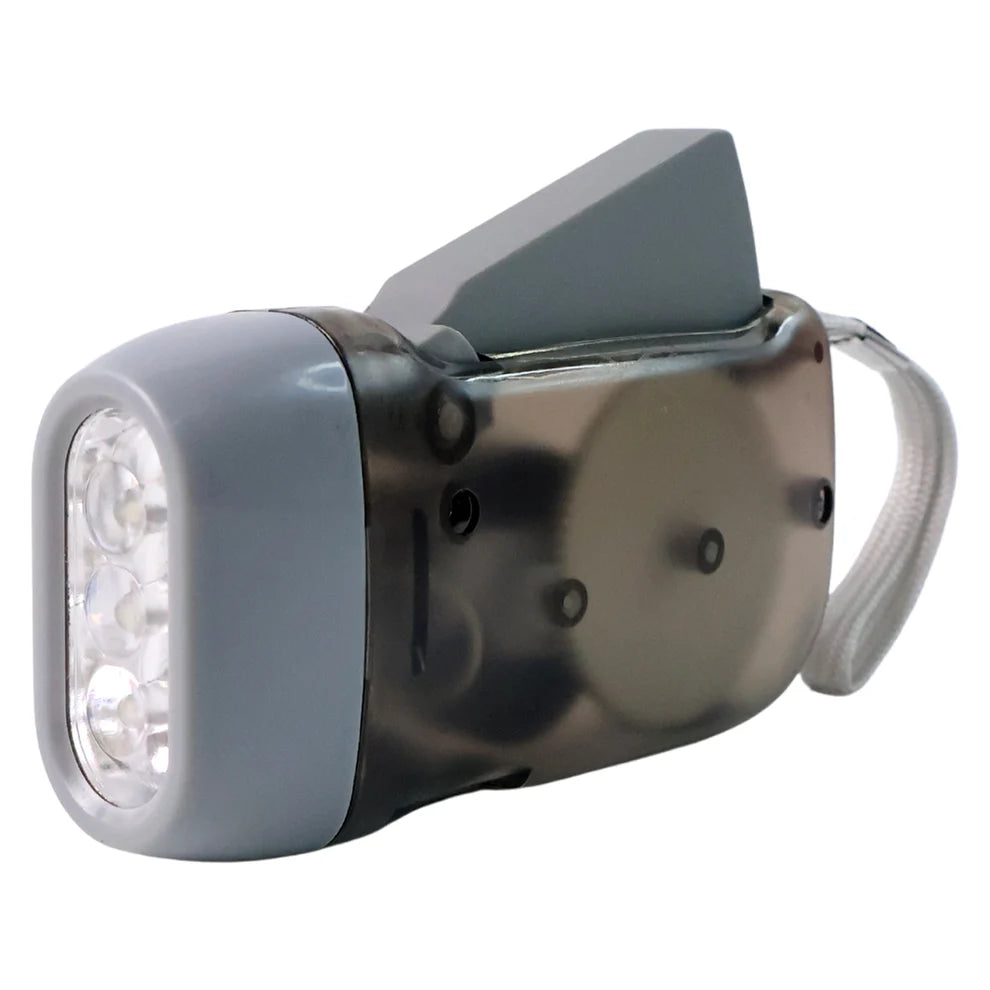 Hand Press Rechargeable LED Torch – Battery-Free Self-Charging Flashlight with 3 LED Bulbs & Wrist Strap