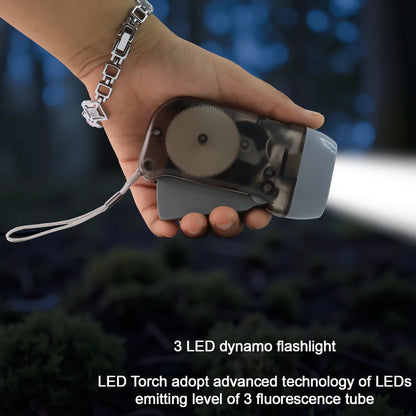 Hand Press Rechargeable LED Torch – Battery-Free Self-Charging Flashlight with 3 LED Bulbs & Wrist Strap