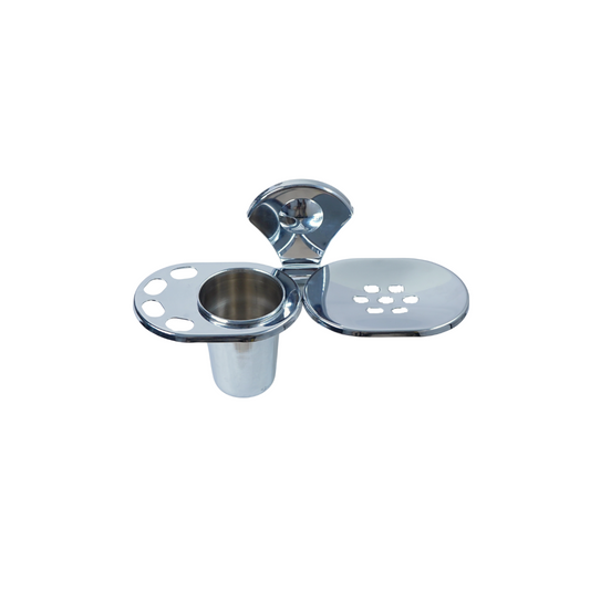 3-in-1 Wall Mounted Stainless Steel Bathroom Accessories Set - Soap Holder, Toothbrush Holder