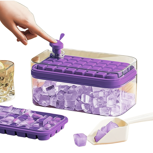 Cube Berg Ice Cube Maker Tray with Lid & Bin Easy Release, BPA-Free Storage for Juice, Cocktails & Smoothies (Multicolour)