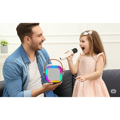 Chiltoy Rechargeable Wireless Karaoke Mic with Speaker for Singing | Wireless Mini Portable Bluetooth Speaker with Microphone &RGB LED Lights | Cute Birthday Gift for Kids | picnic mini microphone speaker