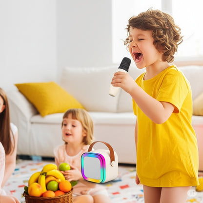 Chiltoy Rechargeable Wireless Karaoke Mic with Speaker for Singing | Wireless Mini Portable Bluetooth Speaker with Microphone &RGB LED Lights | Cute Birthday Gift for Kids | picnic mini microphone speaker