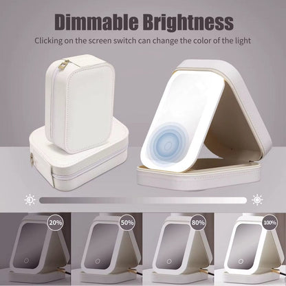 Portable Cosmetic Organizer With LED Mirror