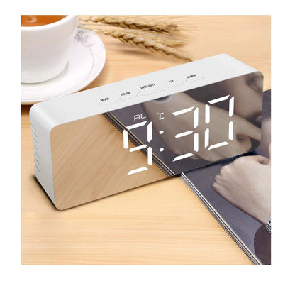Digital LED Mirror Alarm Clock for Heavy Sleepers Kids Large LED Display with Snooze Time Temperature Function for Bedroom, Office, Travel Battery Powered and USB Power