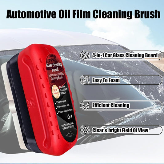 Oil Film Cleaning Brush for Car Windshield & Glass | Window Cleaner with Sponge Board Handle | Reusable Cleaning Tool for Clear Visibility | Interior & Exterior Use