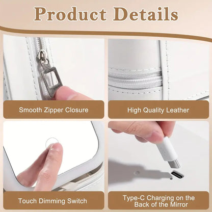 Portable Cosmetic Organizer With LED Mirror