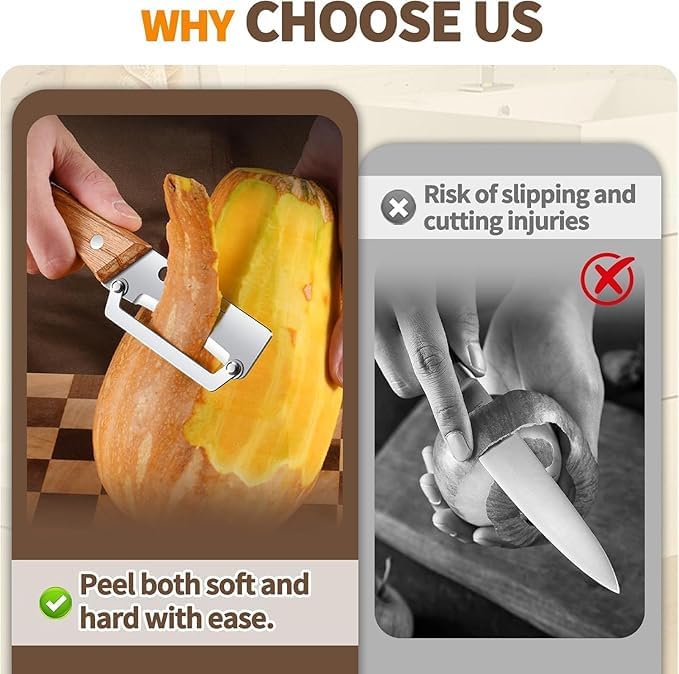 Multi-Functional Stainless Steel Vegetable Peeler with Wooden Handle & Bottle Opener | Single Blade Peeler for Fruits & Vegetables | Sharp, Durable & Easy-Grip Kitchen Tool (1 Pc)