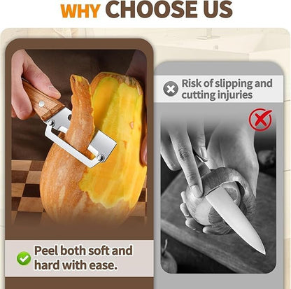 Multi-Functional Stainless Steel Vegetable Peeler with Wooden Handle & Bottle Opener | Single Blade Peeler for Fruits & Vegetables | Sharp, Durable & Easy-Grip Kitchen Tool (1 Pc)