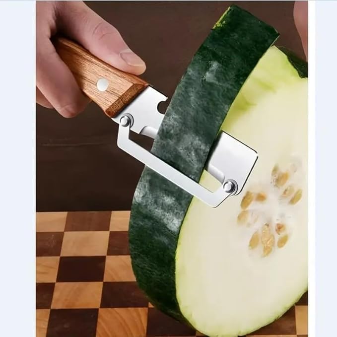 Multi-Functional Stainless Steel Vegetable Peeler with Wooden Handle & Bottle Opener | Single Blade Peeler for Fruits & Vegetables | Sharp, Durable & Easy-Grip Kitchen Tool (1 Pc)