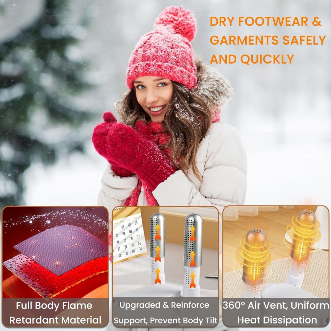 Shoe Dryer | Glove Dryer | Dry Wet Shoes with 360°Heat Blower | Intelligent Shoes Dryer with Four Timer | Boot Dryer | KT Electric Boot Warmer | Folding Design and Smart Panel
